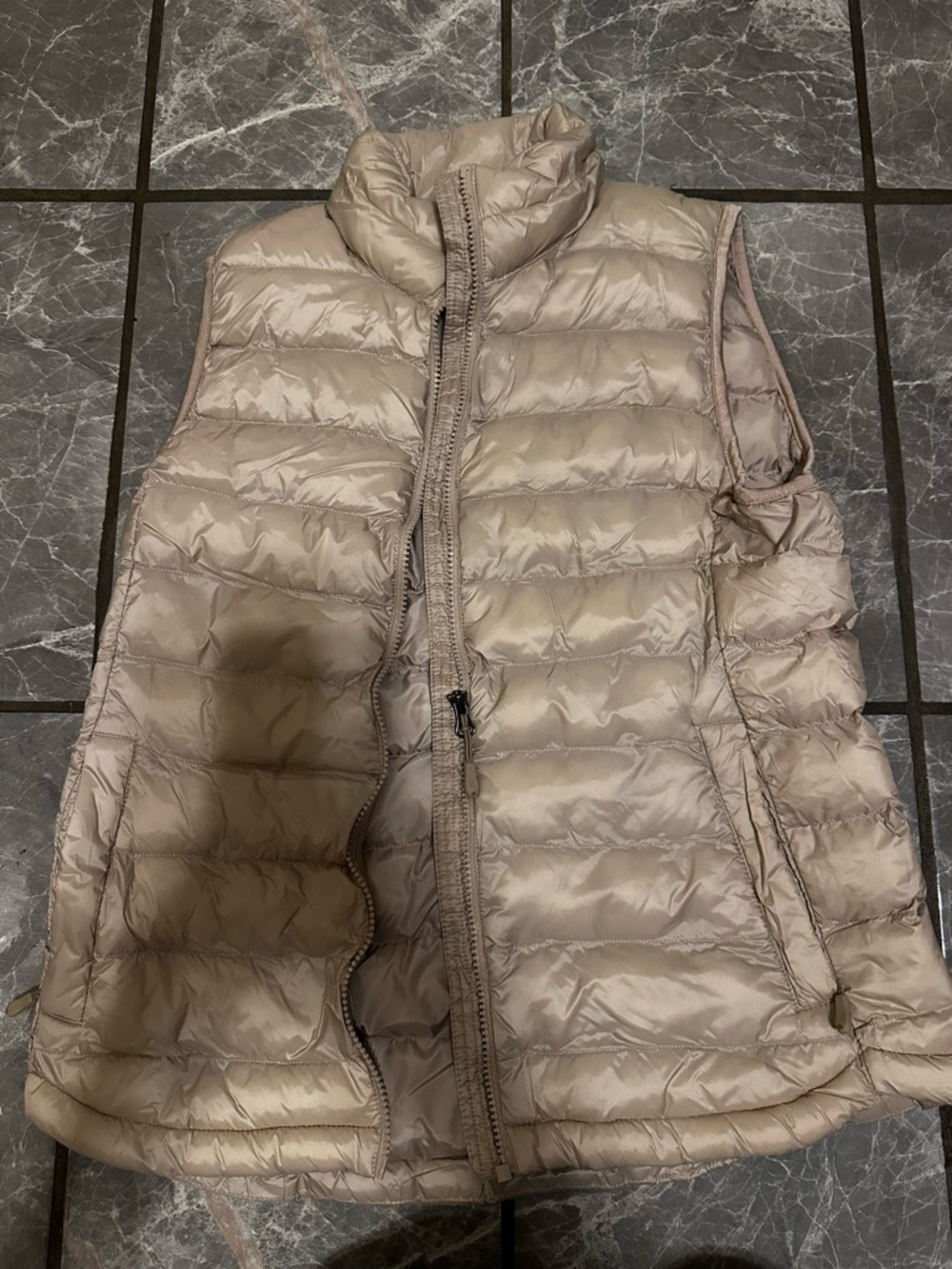 Light Beige Packable Down-Blend Puffer Vest